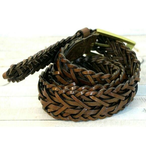 CLASSIC BROWN GENUINE LEATHER 1.25"Wide CASUAL WOMEN'S BELT Sz M/L (T93) - Picture 4 of 8